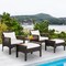 5 Pcs Patio Rattan Sofa Set Outdoor Wicker Conversation Set W/ Coffee Table And Cushion
